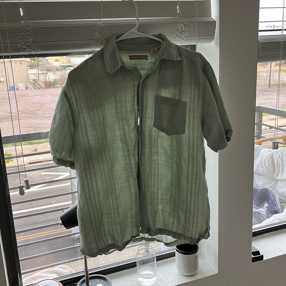 Vintage green button up shirt